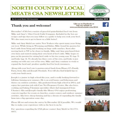 newsletter for csa for december