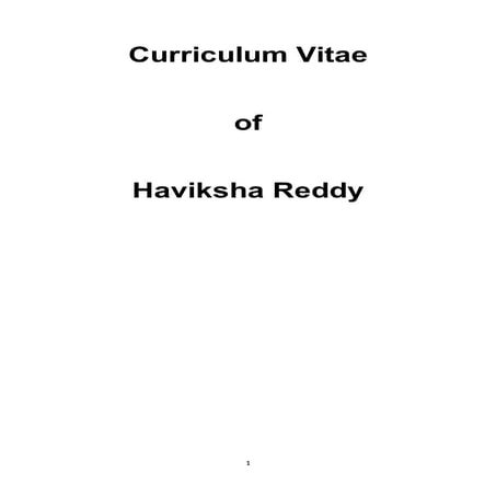 Haviksha Reddy's CV