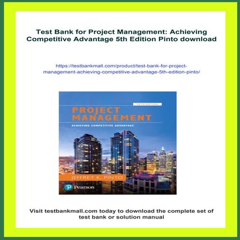 Test Bank for Project Management: Achieving Competitive Advantage 5th Edition...