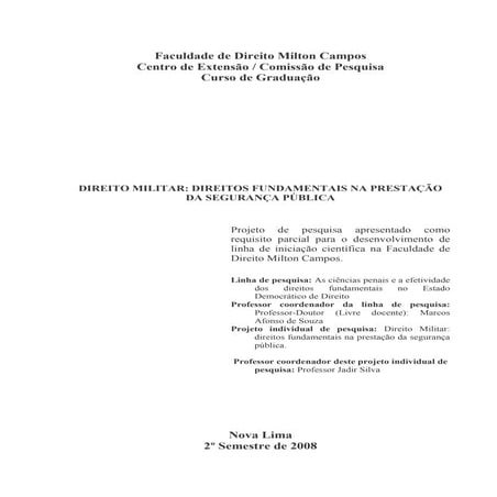 Direitos Fundamentais na Prestação da Segurança Pública