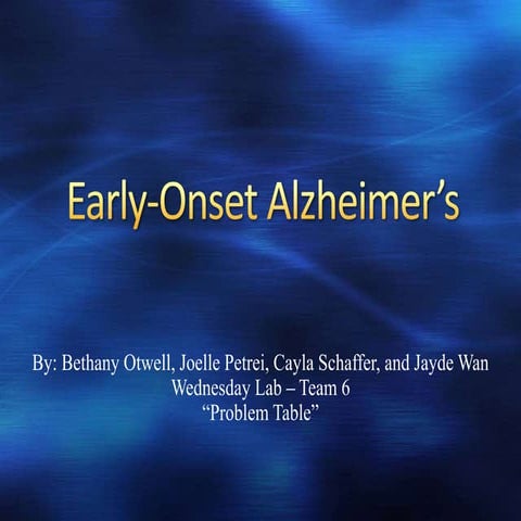 Early-Onset Alzheimer's Presentation