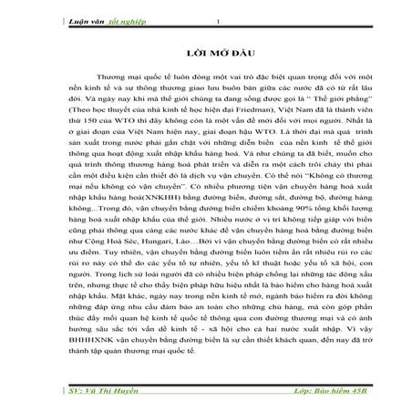 Đề tài  Bảo hiểm hàng hoá xuất nhập khẩu đường biển điểm cao 