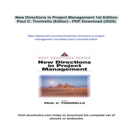 New Directions in Project Management 1st Edition Paul C. Tinnirello ...