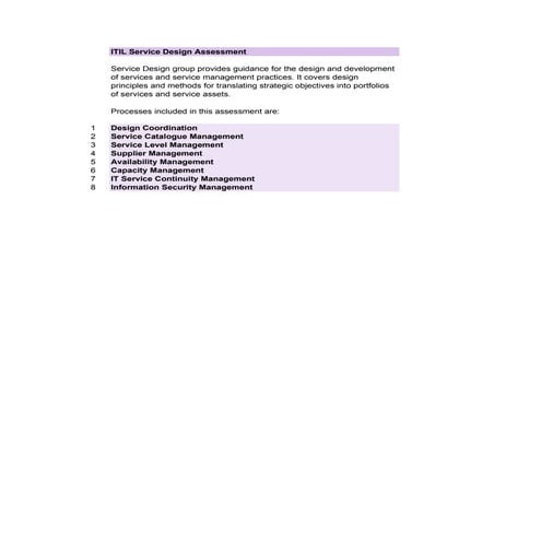 ITIL Process Assessment - Service Design (XLS)