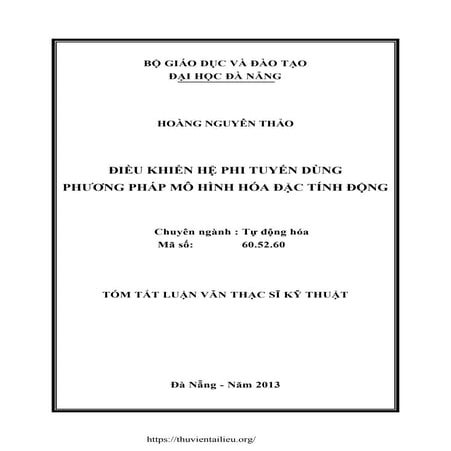 Luận văn Điều khiển hệ phi tuyến dùng phương pháp mô hình hóa đặc tính động