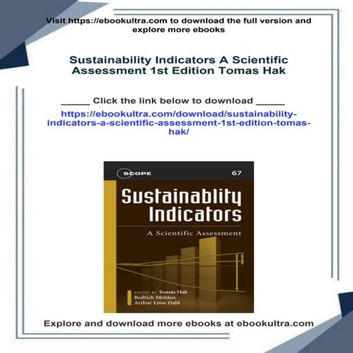 Sustainability Indicators A Scientific Assessment 1st Edition Tomas Hak