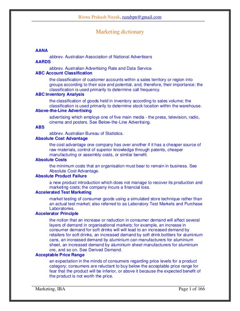 Marketing Dictionary