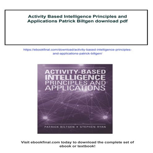 Activity Based Intelligence Principles and Applications Patrick Biltgen ...