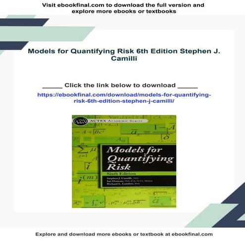Models for Quantifying Risk 6th Edition Stephen J. Camilli | PDF