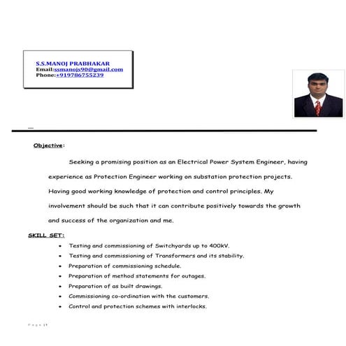 Manoj Prabhakar CV