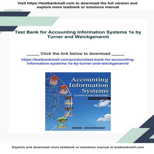Test Bank for Accounting Information Systems 1e by Turner and ...