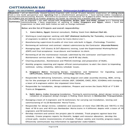 Chittaranjan Bai Rolling stock and Signalling electrical engineer with 10 yea...