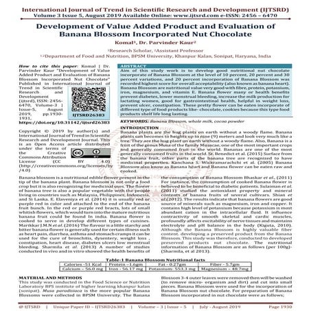 Development of Value Added Product and Evaluation of Banana Blossom ... - Value Added Product Development