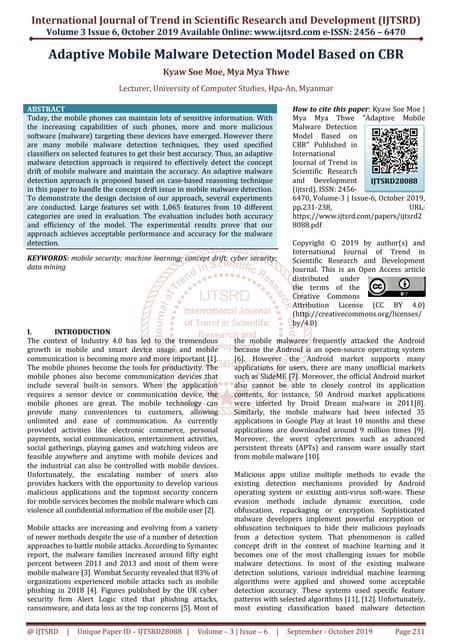 Adaptive Mobile Malware Detection Model Based on CBR