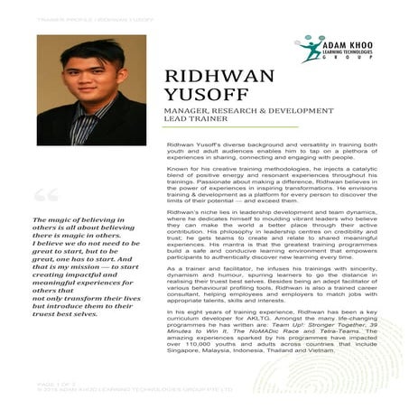 Ridhwan Yusoff Trainers Profile