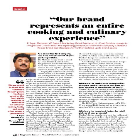 Mother's Recipe - Prog Grocer Sept'15