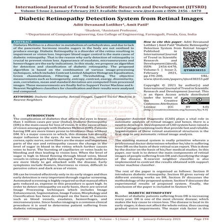 Diabetic Retinopathy Detection System from Retinal Images