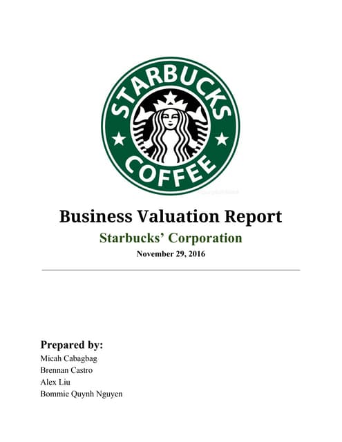 Starbucks Valuation Report V3 Complete - how do u hack robux on roblox sbux company valuation