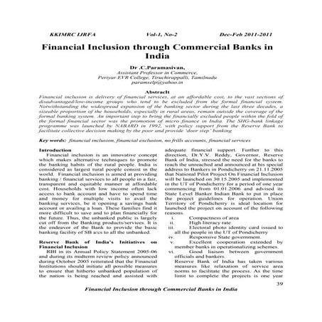 36 financial inclusion through commercial banks in india | PDF
