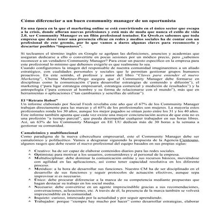 Como reconocer a un buen community manager de un oportunista