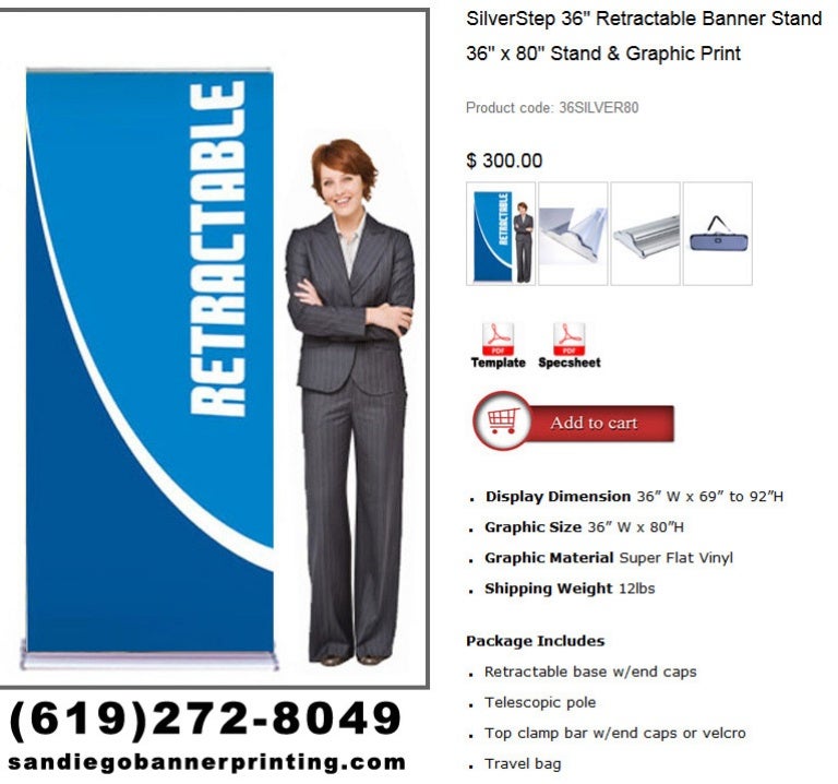 300 Silverstep 36 Retractable Banner Stand 36 X 80 Stand Grap