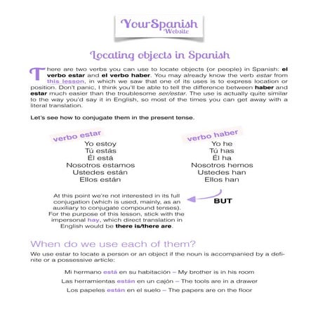 Locating in spanish (haber vs estar)