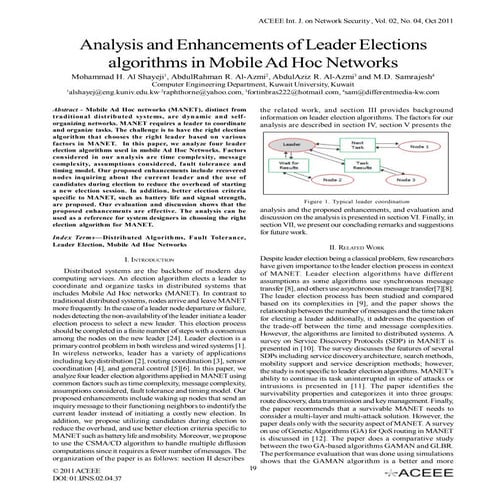 Analysis and Enhancements of Leader Elections algorithms in Mobile Ad ...