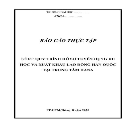 Đề tài: Quy trình hồ sơ tuyển dụng du học và xuất khẩu lao động Hàn Quốc tại ...