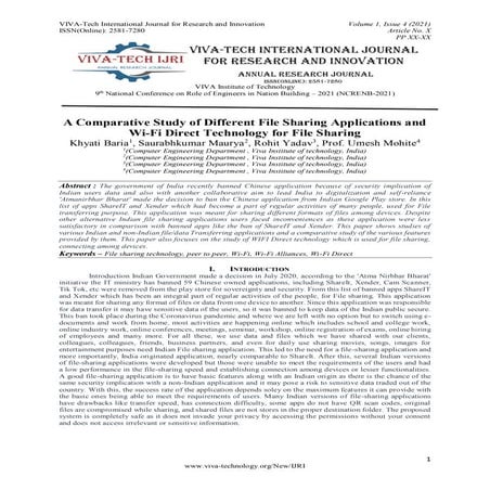 A Comparative Study of Different File Sharing Applications and Wi-Fi Direct T...