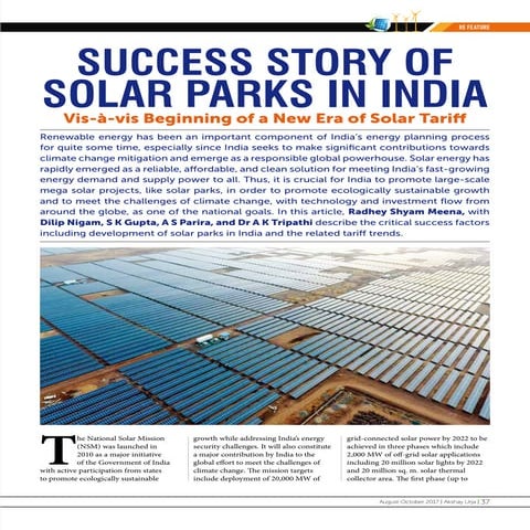 Success Story of Solar Parks in India