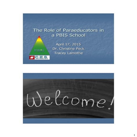 The Role of Paraeducator in a PBIS School 