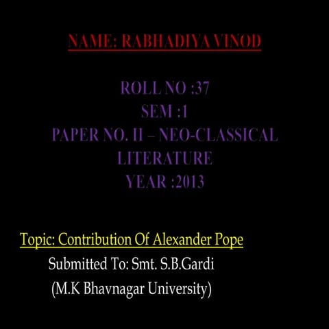 Coonrtibution of Alexandre Pope