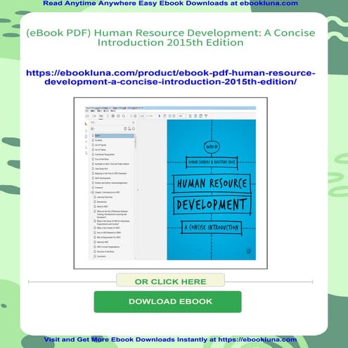 (eBook PDF) Human Resource Development: A Concise Introduction 2015th Edition