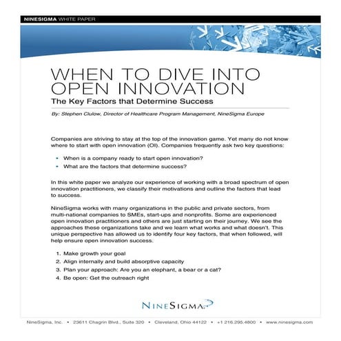 When to Dive into Open Innovation