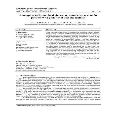 A mapping study on blood glucose recommender system for patients with gestati...