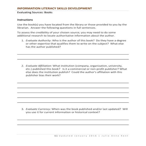 Evaluating Books Exercise