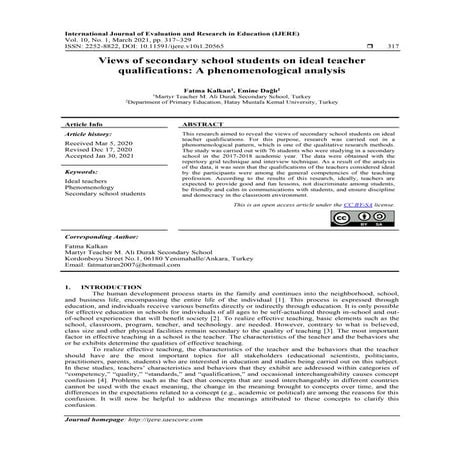 Views of secondary school students on ideal teacher qualifications: A phenome...