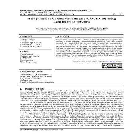Recognition of Corona virus disease (COVID-19) using  deep learning network 
