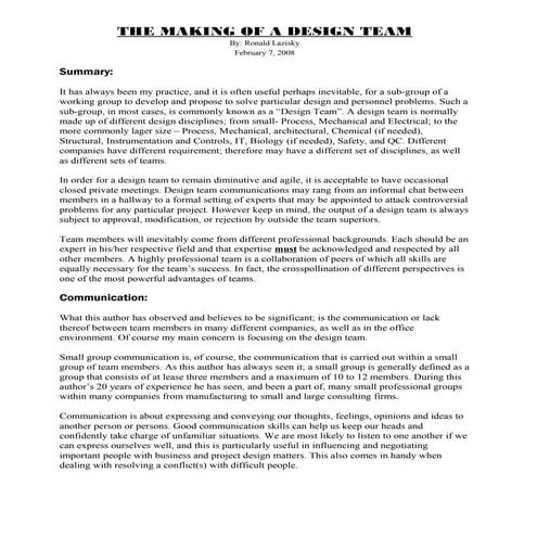 WORKING AS A TEAM-II