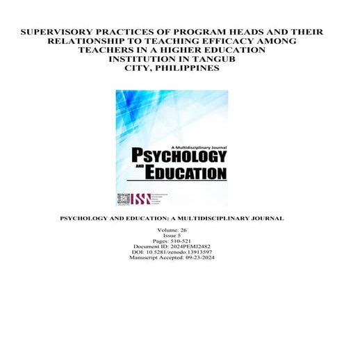 Supervisory Practices of Program Heads and their Relationship to Teaching Eff...