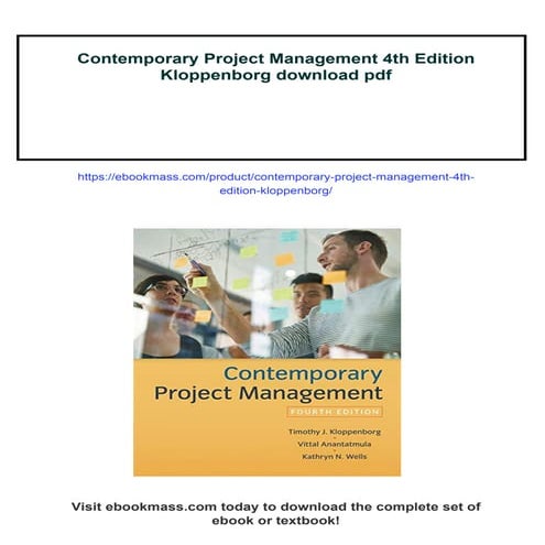 Contemporary Project Management 4th Edition Kloppenborg