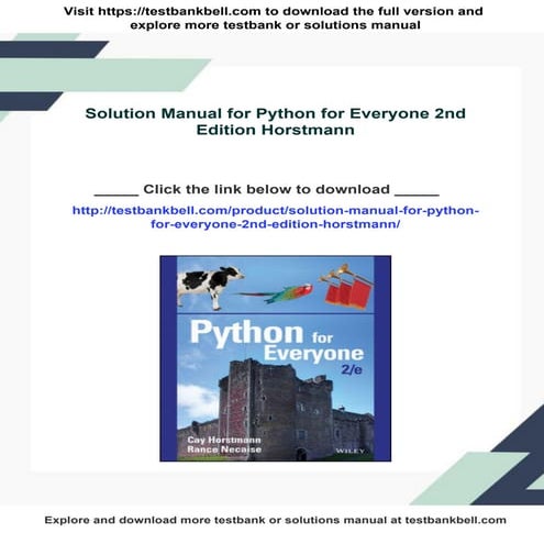 Solution Manual for Python for Everyone 2nd Edition Horstmann | PDF