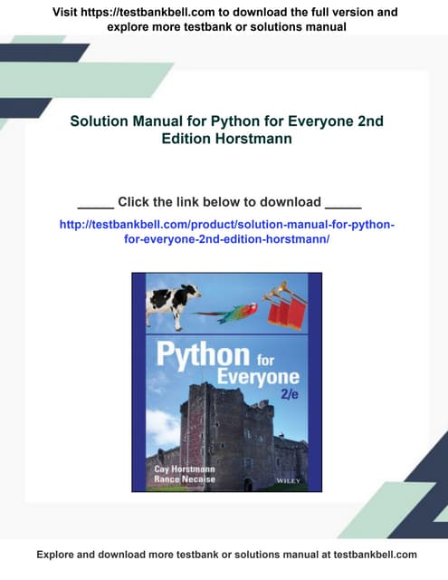 Solution Manual for Python for Everyone 2nd Edition Horstmann | PDF