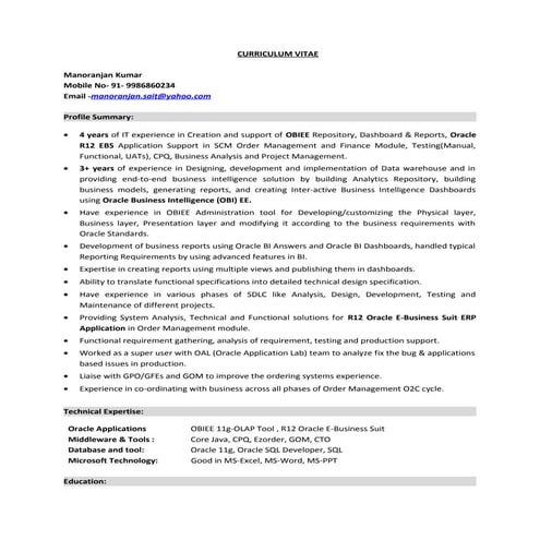 Manoranjan OBIEE CV-2017