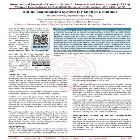 Online Examination System for English Grammar