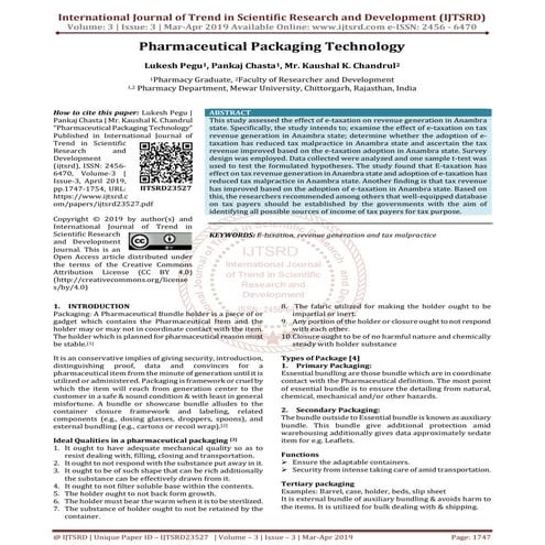 Pharmaceutical Packaging Technology A Brief Outline | PDF