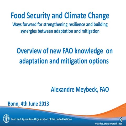 Overview of new FAO knowledge on adaptation and mitigation option