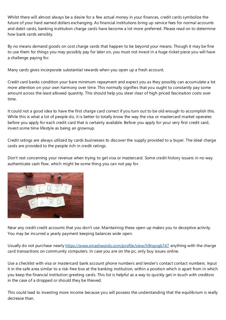 Top Quality Guidance To Follow About Bank Cards