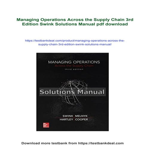Supply Chain Management 5th Edition Chopra Solutions Manual | PDF