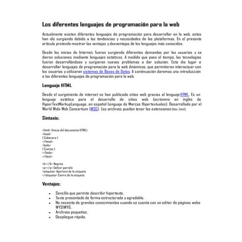  los diferentes lenguajes de programación para-la-web